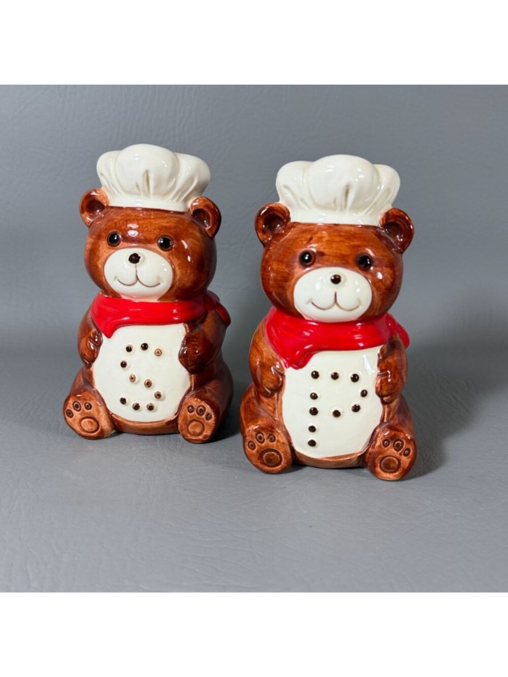 MCM B&D Japan Teddy Bear Chef Salt and Pepper Shaker Set 1980s Kitchen Kitsch - Picture 8 of 8